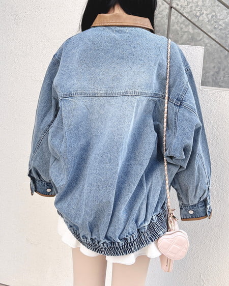 INGNI(イング) 襟袖異素材フロントジップデニムジャケット デニム/ライトブルー