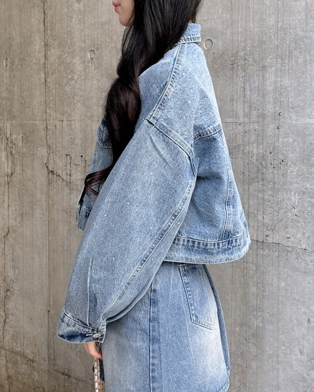 INGNI(イング) ビジュー付Gジャン デニム/ライトブルー