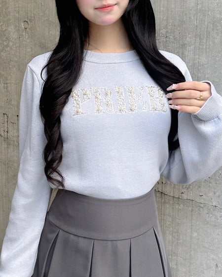 パールビジューロゴニット