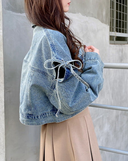 INGNI(イング) 袖リボンクロップド丈Gジャン デニム/ブルー