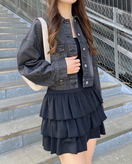 INGNI（イング） ビジュー付Gジャン ｸﾞﾚｰ