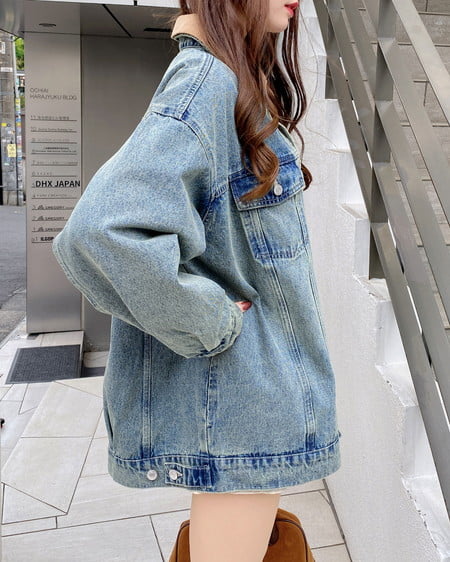 INGNI（イング） 襟異素材取り外しビッグGジャン ﾃﾞﾆﾑ/ﾌﾞﾙｰ