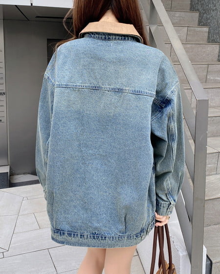 INGNI（イング） 襟異素材取り外しビッグGジャン ﾃﾞﾆﾑ/ﾌﾞﾙｰ