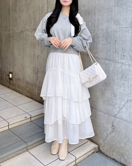 INGNI（イング） スウェット肩リボン胸ロゴワンショルトップス ｸﾞﾚｰ