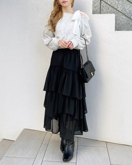 INGNI（イング） スウェット肩リボン胸ロゴワンショルトップス ｵｰﾄﾐｰﾙ