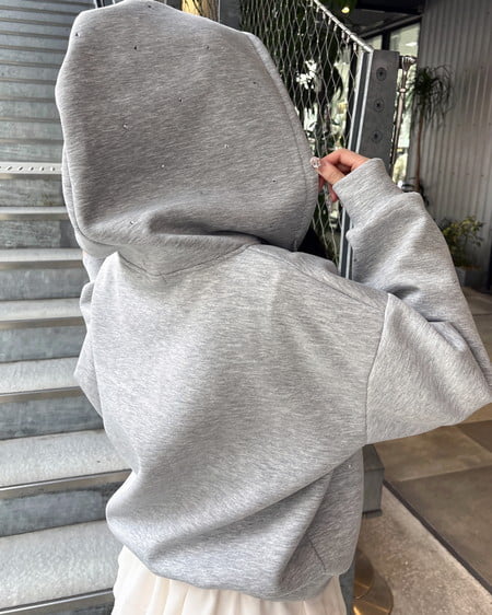 INGNI（イング） ビジュー付ダンボールジップパーカー ｸﾞﾚｰ