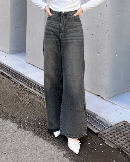 INGNI（イング） グリッターラメデニムワイドパンツ ｸﾞﾚｰ