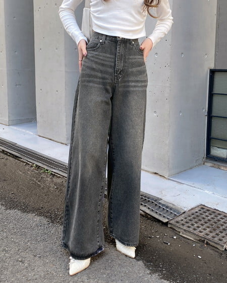 INGNI（イング） グリッターラメデニムワイドパンツ ｸﾞﾚｰ