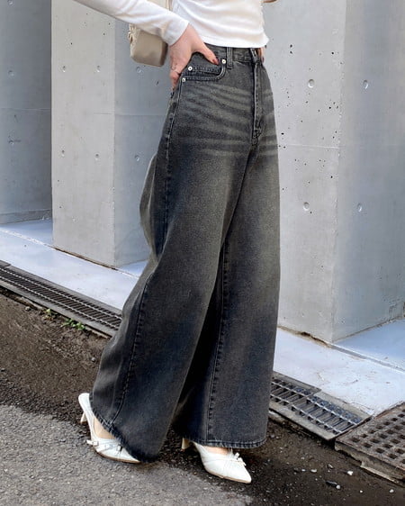 INGNI（イング） グリッターラメデニムワイドパンツ ｸﾞﾚｰ