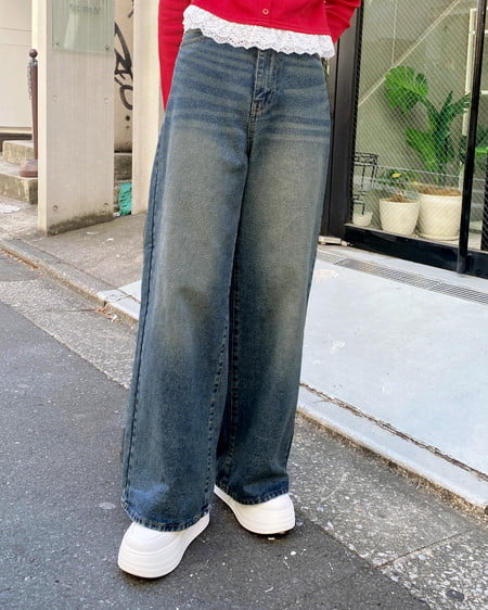 INGNI（イング） グリッターラメデニムワイドパンツ ﾃﾞﾆﾑ/ﾌﾞﾙｰ