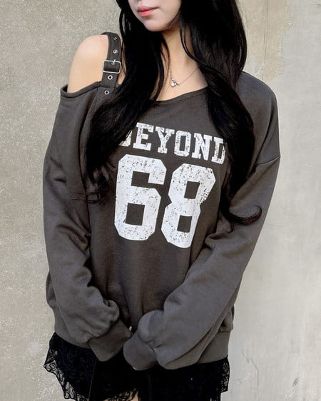 INGNI（イング） 肩ベルト付ナンバリングスウェットトップス ﾁｬｺｰﾙｸﾞﾚｰ