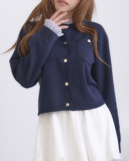 INGNI（イング） フリルレイヤードニットカーディガン ｺﾝ/ﾌﾞﾙｰｽﾄﾗｲﾌﾟ