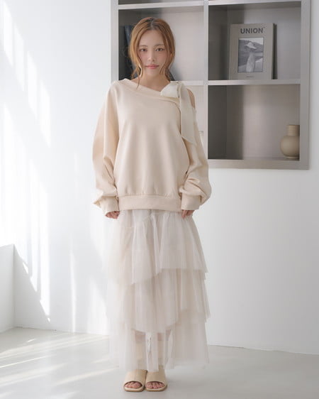 INGNI（イング） ランダムティアードチュールスカート ｵﾌﾎﾜｲﾄ