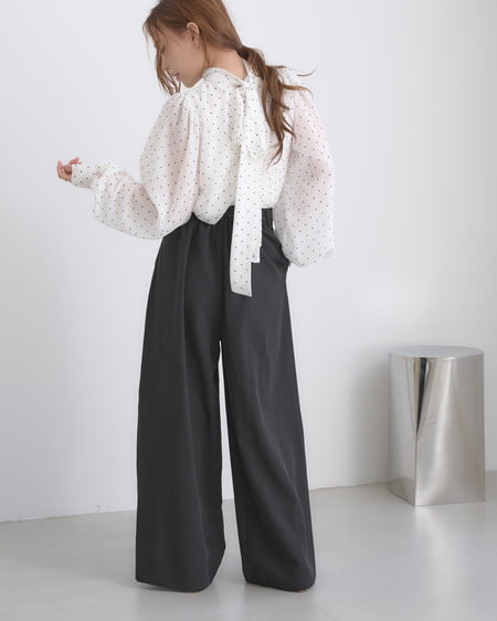 INGNI（イング） リボンワイドパンツ ｸﾛ