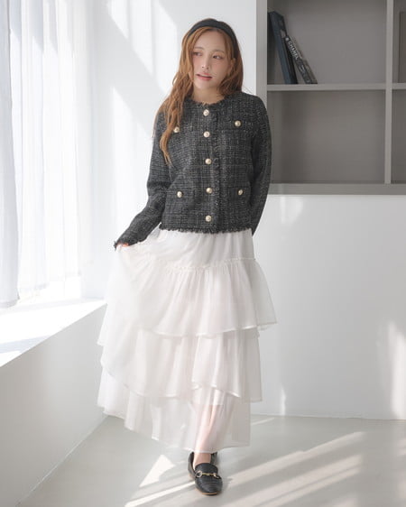 INGNI（イング） ランダムティアードチュールスカート ｵﾌﾎﾜｲﾄ