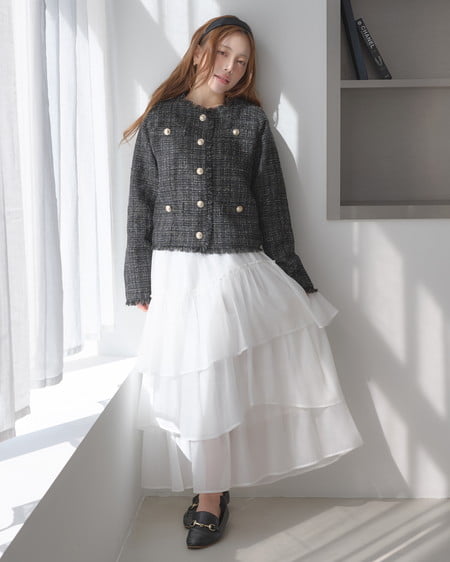 INGNI（イング） ランダムティアードチュールスカート ｵﾌﾎﾜｲﾄ