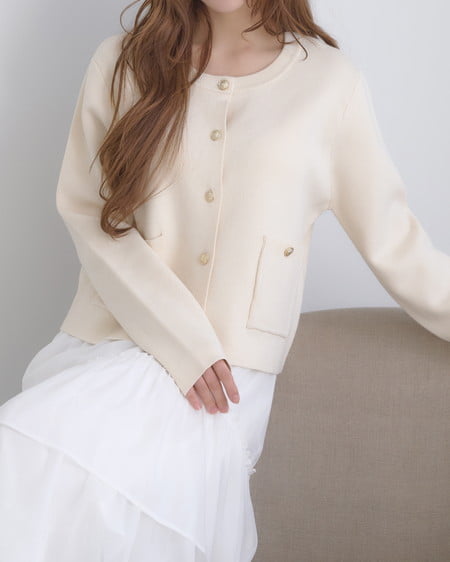 INGNI（イング） 金ボタンスポンディッシュニットカーディガン ｱｲﾎﾞﾘｰ