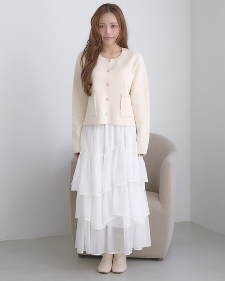 INGNI（イング） ランダムティアードチュールスカート ｵﾌﾎﾜｲﾄ