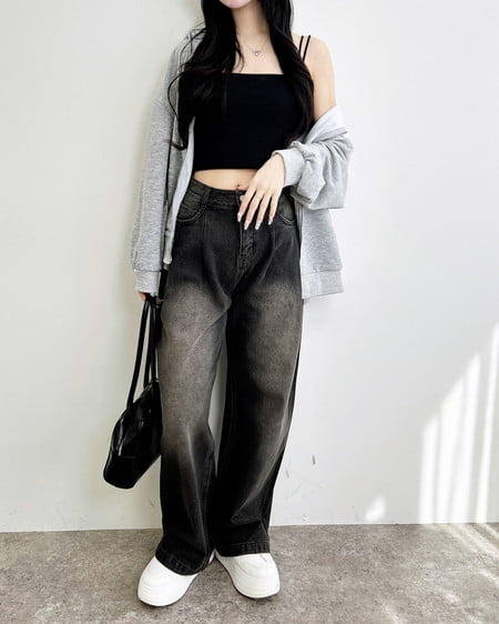 INGNI（イング） バレルレッグデニムパンツ ｸﾛ