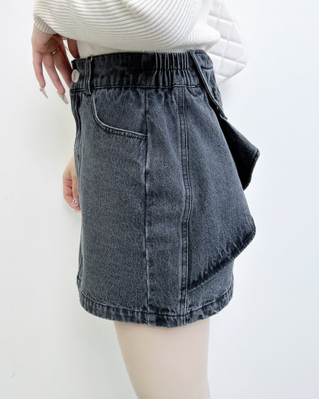 INGNI（イング） バックリボンデニムタイトスカート ｸﾞﾚｰ