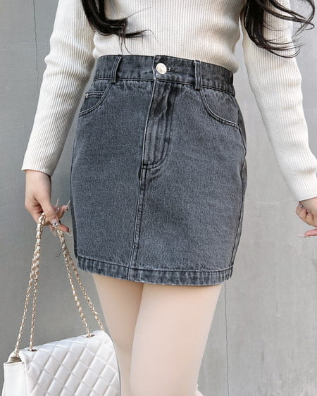 INGNI（イング） バックリボンデニムタイトスカート ｸﾞﾚｰ