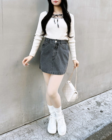 INGNI(イング) チェック柄配色デコルテリボンニット オフホワイト/クロチェック