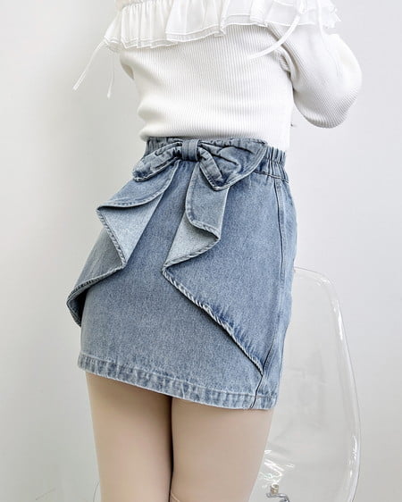 INGNI(イング) バックリボンデニムタイトスカート ブルー