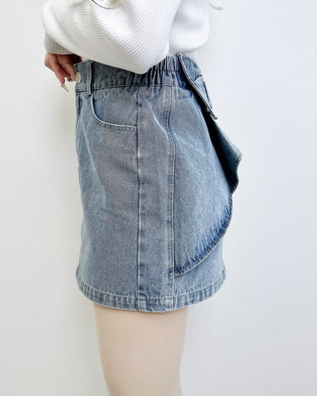 INGNI(イング) バックリボンデニムタイトスカート ブルー