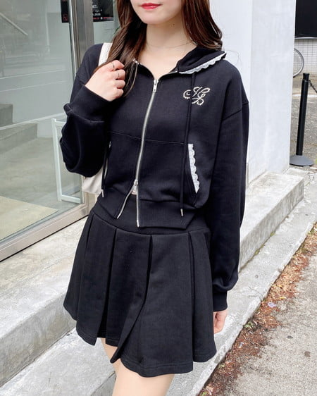 INGNI（イング） スウェットプリーツスカート ｸﾛ