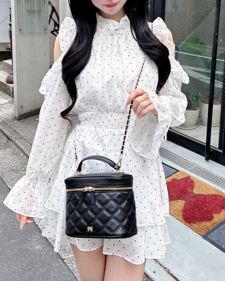 INGNI（イング） 2Wayリボン肩あきフリルミニワンピース ｵﾌ/ﾄﾞｯﾄ