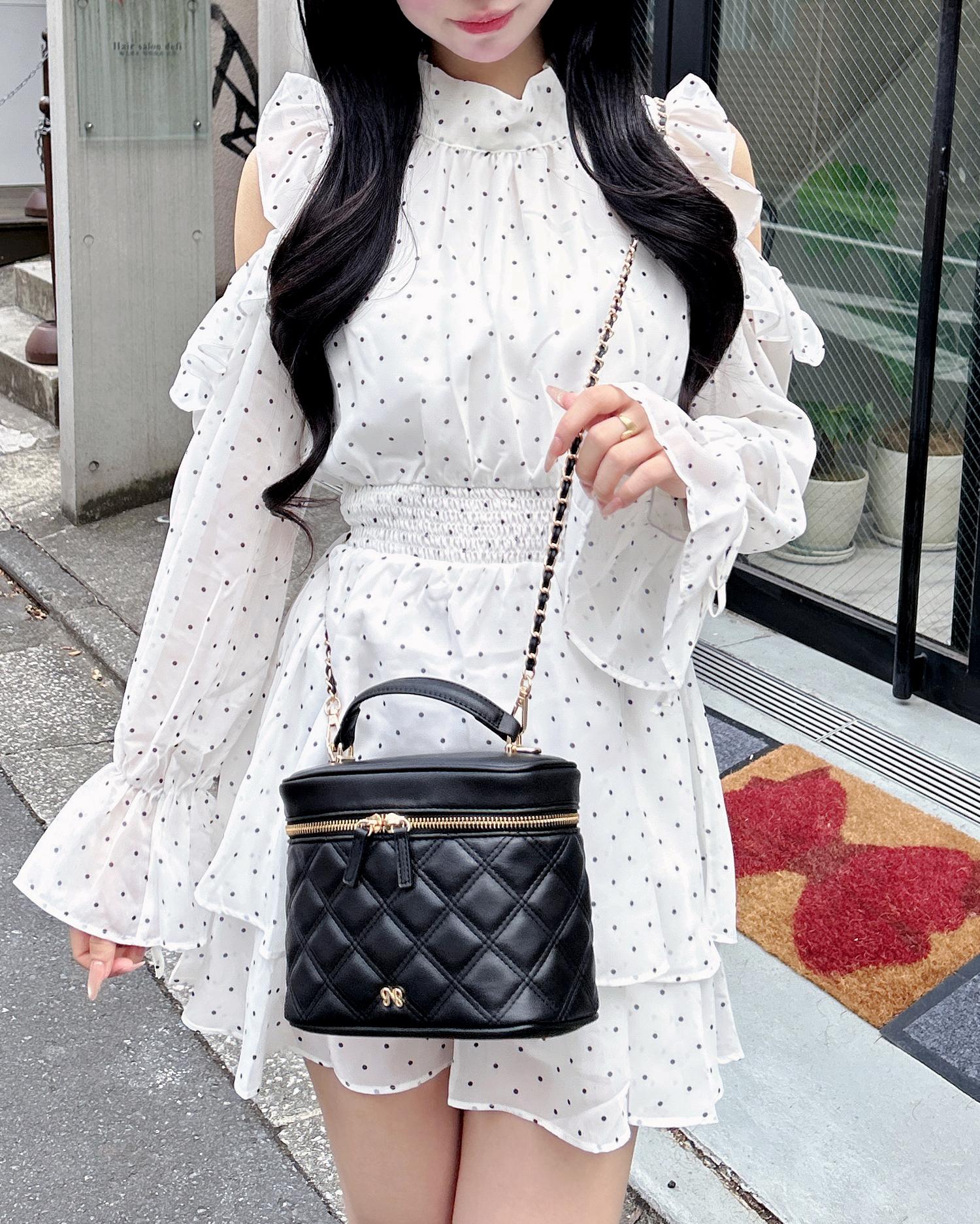 2Wayリボン肩あきフリルミニワンピース