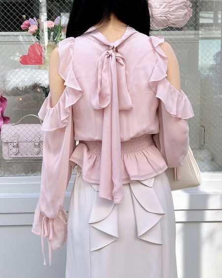 INGNI（イング） 2Wayリボン肩あきフリルブラウス ﾋﾟﾝｸﾍﾞｰｼﾞｭ