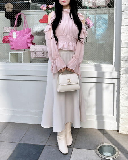 INGNI（イング） バックリボンマーメイドスカート ﾗｲﾄﾍﾞｰｼﾞｭ