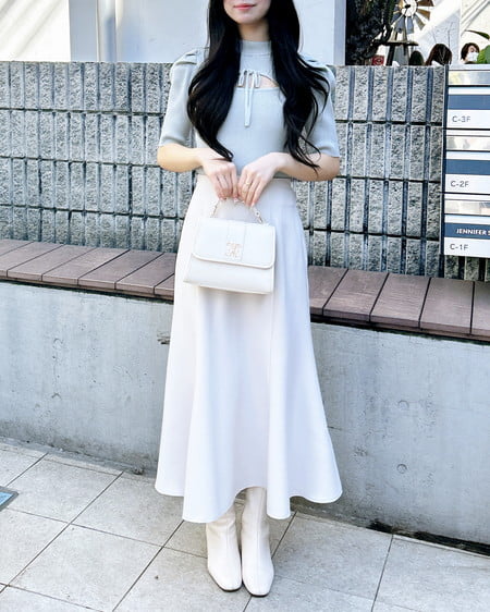 INGNI（イング） バックリボンマーメイドスカート ﾗｲﾄﾍﾞｰｼﾞｭ