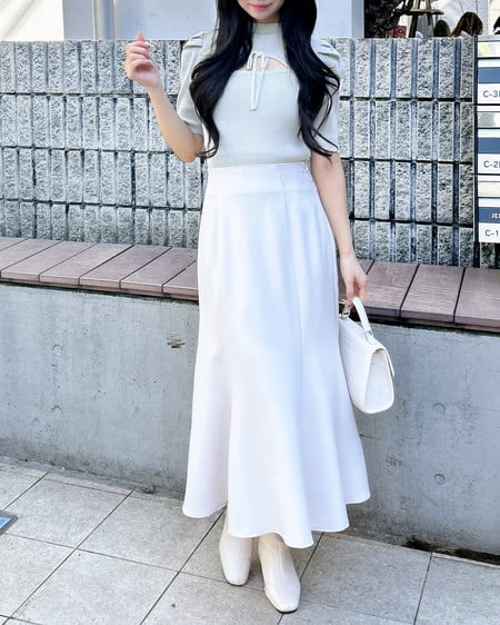 INGNI（イング） バックリボンマーメイドスカート ﾗｲﾄﾍﾞｰｼﾞｭ