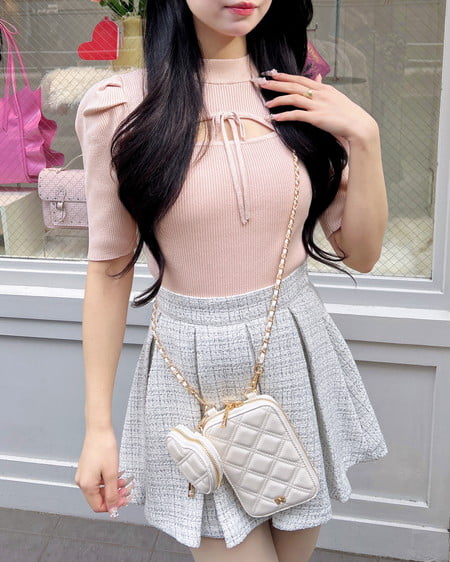 INGNI（イング） ツイードボックスプリーツスカパン(セットアップ対応) ｵﾌ/ﾂｲｰﾄﾞ