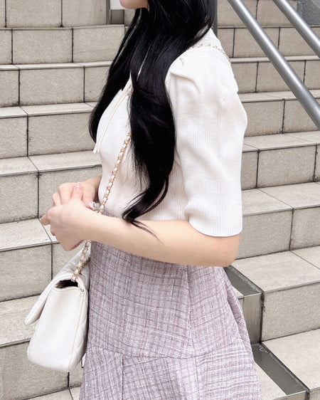 INGNI(イング) デコルテオープン5分袖ニット オフホワイト