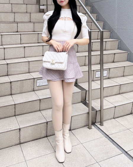 INGNI（イング） アシメ切替ツイードミニスカパン ﾋﾟﾝｸ/ﾂｲｰﾄﾞ