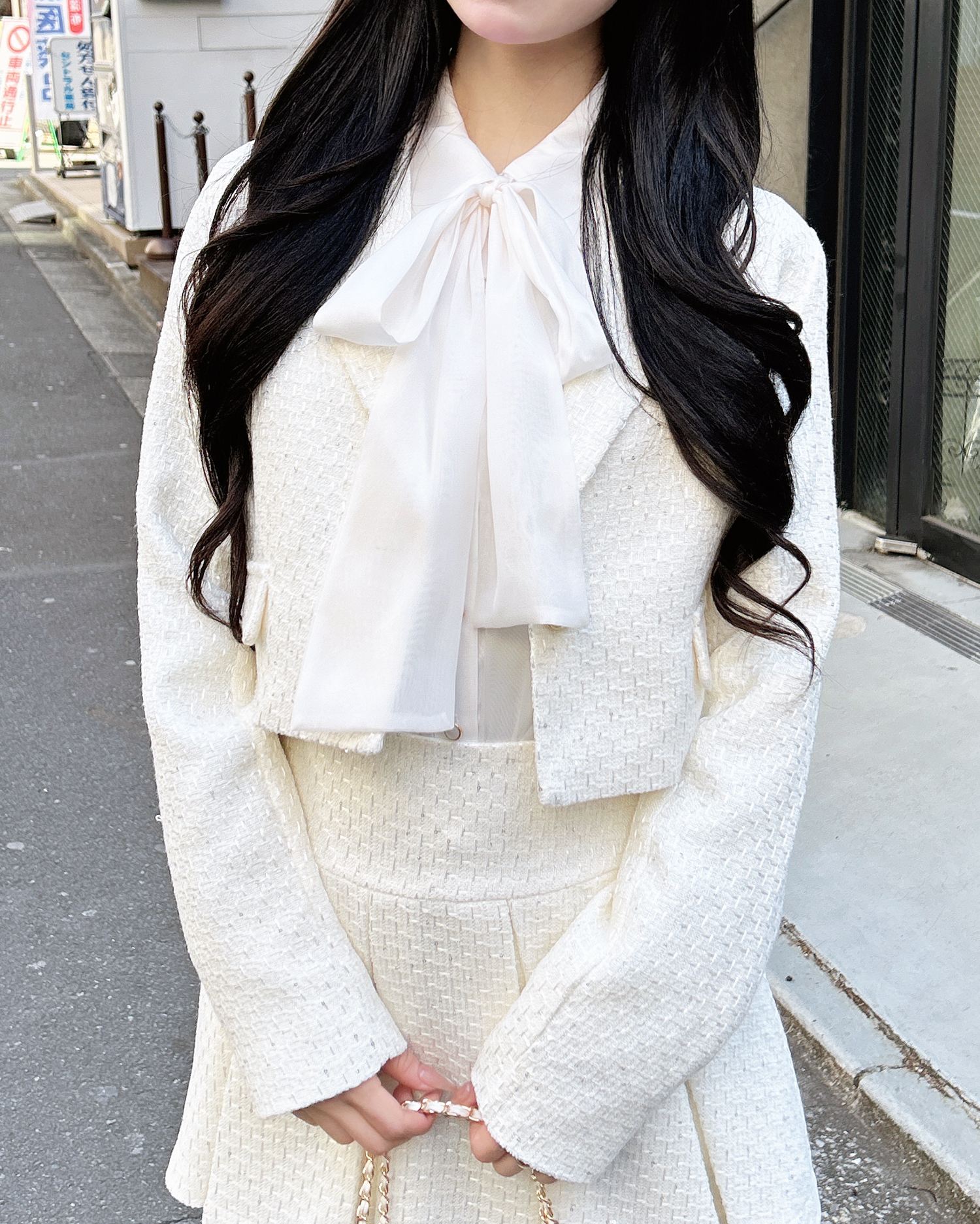 ツイードショートテーラードジャケット