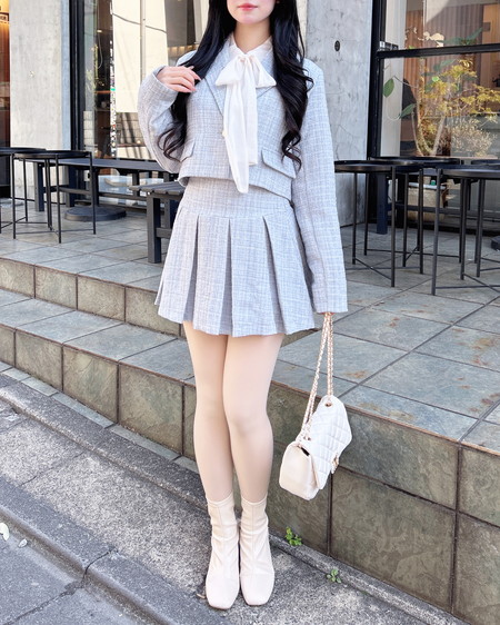 INGNI(イング) ツイードプリーツスカパン サックス/ツイード