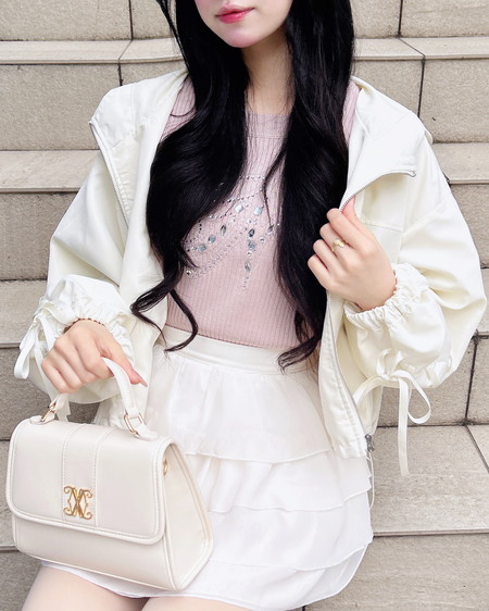 袖レースアップクロップド丈マウンテンパーカー