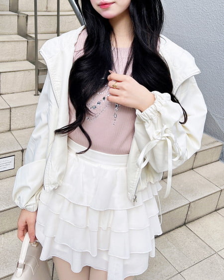 INGNI(イング) イニシャルビジューロゴ半袖リブニット ピンク