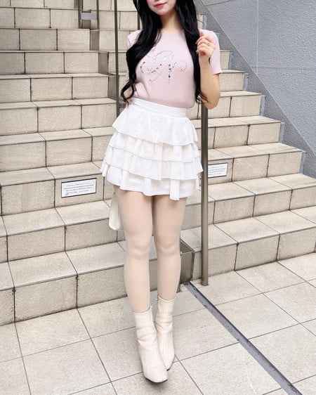 INGNI(イング) イニシャルビジューロゴ半袖リブニット ピンク