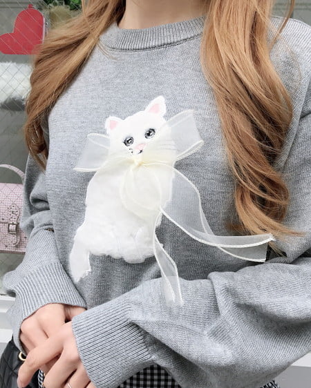 INGNI（イング） フェザーねこニット ｸﾞﾚｰ