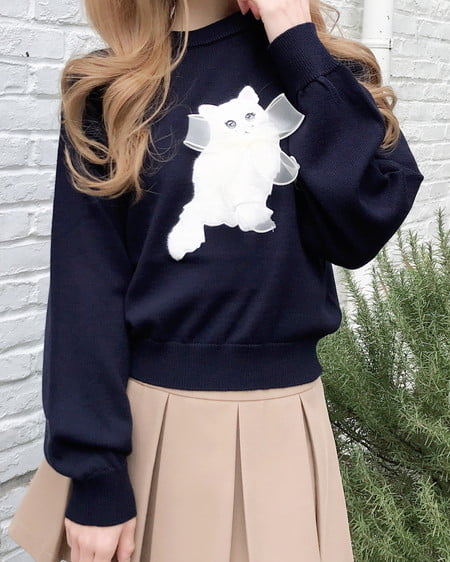 フェザーねこニット