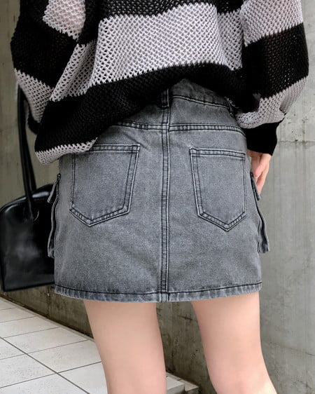 INGNI（イング） デニムカーゴミニスカパン ｸﾞﾚｰ