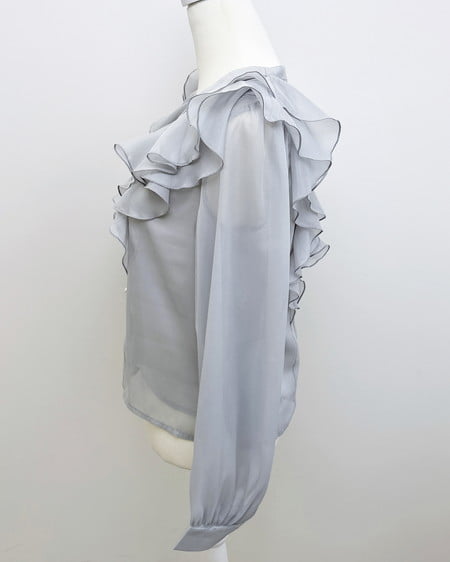 INGNI（イング） フリルブラウス ﾌﾞﾙｰｸﾞﾚｰ