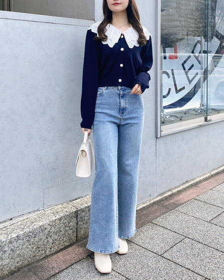 INGNI（イング） レースフリル襟ニットカーディガン ｺﾝ