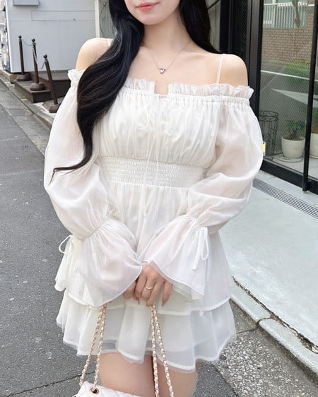 INGNI（イング） チュールオフショルミニワンピース ｵﾌﾎﾜｲﾄ