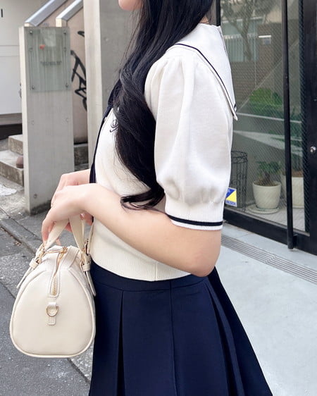 INGNI（イング） セーラーカラー配色ニットカーディガン ｵﾌﾎﾜｲﾄ/ｺﾝ